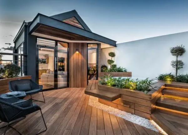 Villa minimalis dengan desain teras atap